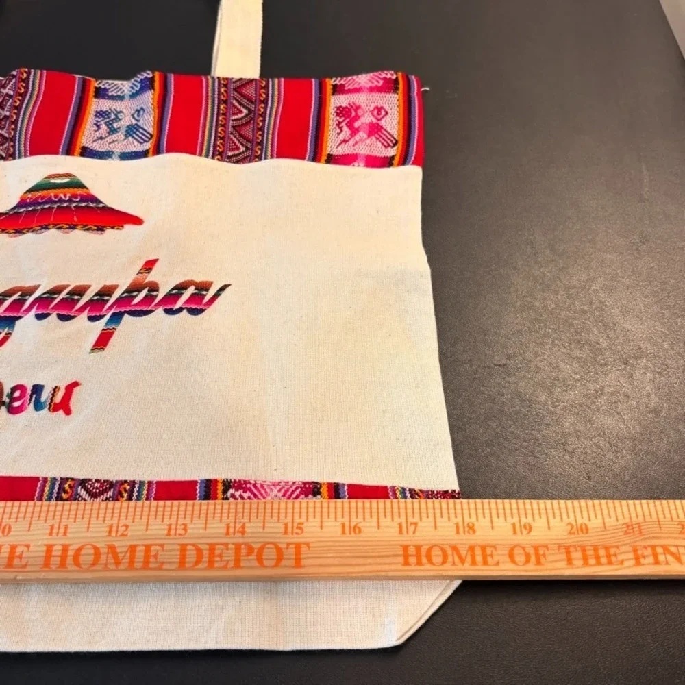 Arequipa‎ Peru Embroidered Beige Canvas Tote Bag NWOT